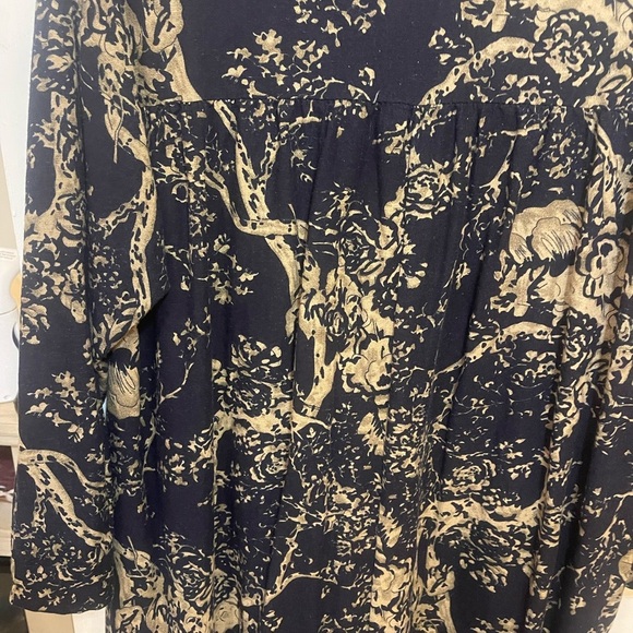 Botanical tree print shirt dress split lapel maxi lagenlook large dark romantic - Picture 8 of 11